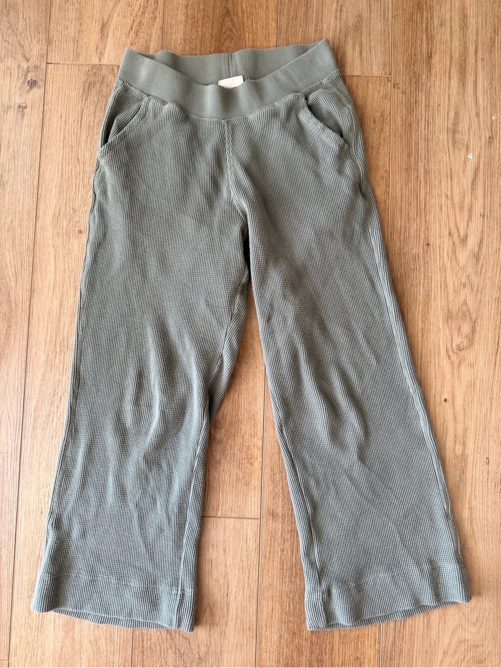 Pact Thermal Waffle Wide Leg Pants Green Size Small - Picture 2 of 9